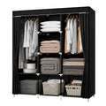 Portable Wardrobe For Clothes Storage with Shelves Water Proof Wardrobe Dust Organizer (Black)